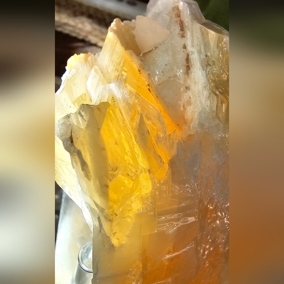 Yellow Glowing Angel Wing Calcite Specimen With Cave 5.0" 2.22lbs - Picture 8 of 16
